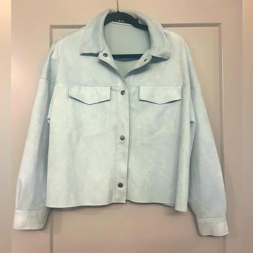 Zara Blue Jacket Cropped Relaxed Fit